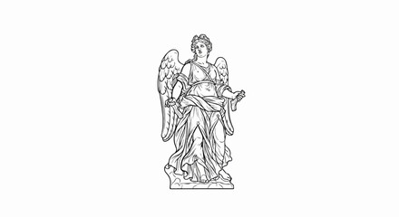Obraz premium Angelic figure with draped clothing, wings, and holding objects