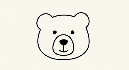Naklejka premium Minimalist Bear Illustration with Rounded
