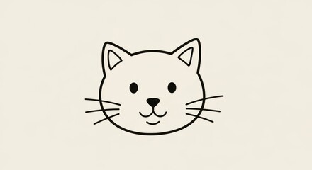 Obraz premium Minimalist Line Drawing of a Cute Cat Face with