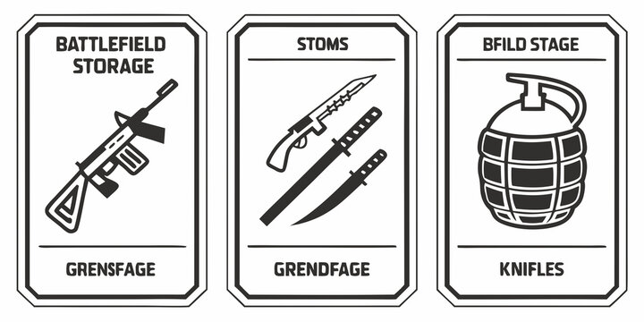 Three icons representing different stages of firearm preparation and usage