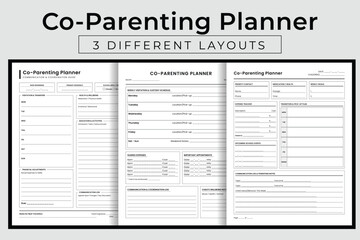 Fototapeta premium Co-Parenting Planner Vector Illustration, Printable Family Communication Organizer, Child Custody and Shared Parenting Schedule Interior Template