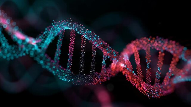 DNA double helix structure colorful model.