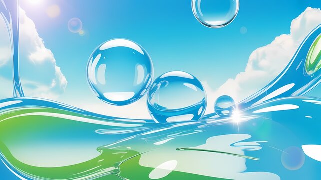 abstract background with bubbles, frutiger aero style