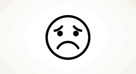 Obraz premium Sad Face Emoji Icon, Negative Emotion, Disappointment, Unhappy Mood, Simple Vector Art