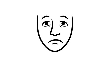 Sad Face Icon, Depressed Expression, Gloomy Mood, Negative Emotion, Simple Line Art