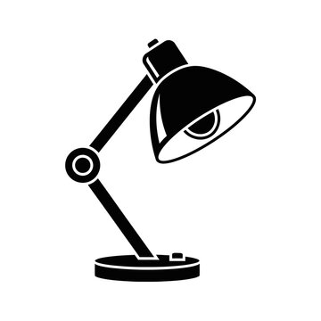 Black desk lamp with adjustable arm.