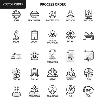 Business process order workflow icons.