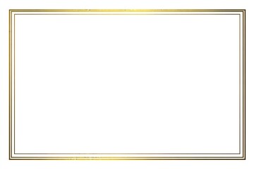 Obraz premium A rectangular frame, metallic gold, double-lined, on a white background