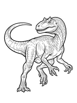 Allosaurus Sharp Turn Coloring Page - Agile Dinosaur Movement Action