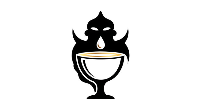 Mystical Demon Goblet Gold Drop Illustration