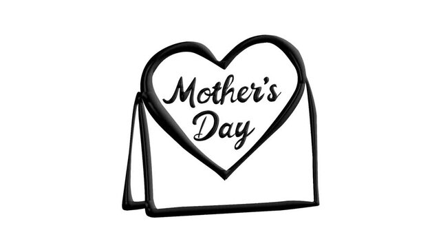 2D Animated Mother&rsquo;s Day Card with Heart Shape for Love Greeting