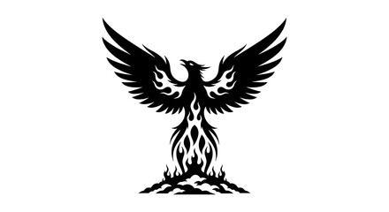 Obraz premium Majestic Phoenix Bird Rebirth From Flames Strong Symbol