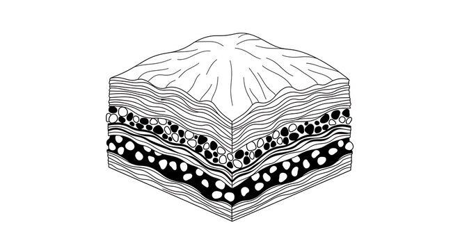 Minimalist Baklava Sweet Layers Artistic Illustration