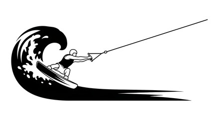 Fototapeta premium Monochromatic Wakeboarding Adventure Artwork