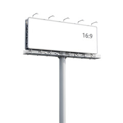 Obraz premium A blank billboard sign with a partially visible text shadow on a pole
