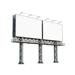 Obraz premium Billboards mounted on a multi-pillar structure near a roadway