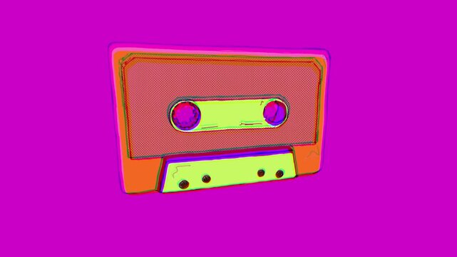 Retro risograph print style cassette tape overlay that spins on an endless loop, with alpha for easy drag and drop.
