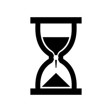 Black hourglass timer icon symbol.