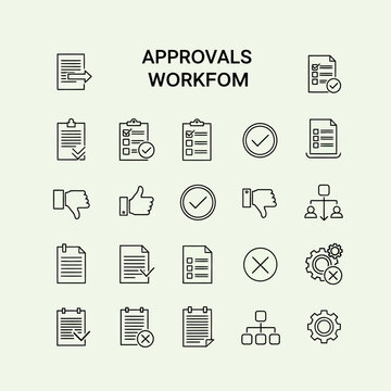 Business approval workflow icons set.