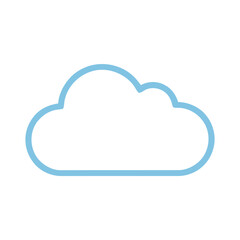 Obraz premium Minimalist light blue cloud outline icon isolated on a white background, symbolizing cloud computing, storage, technology, and weather.