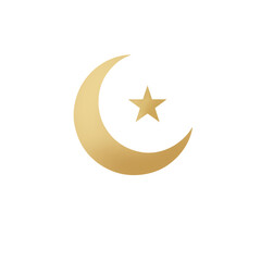 Golden crescent moon and star symbol isolated on transparent background, for Ramadan and eid mubarak  © Ammu