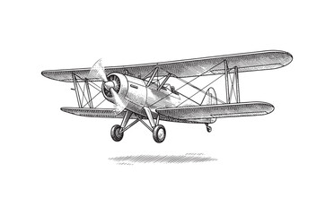 biplane Aircraft Sketch Propeller Airplane Aviation History © trianatio