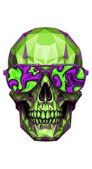 Obraz premium Vibrant geometric skull with psychedelic pattern