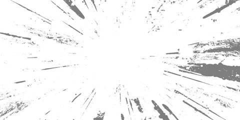 Abstract radial explosion with ink splatter lines bursting from the center, high-contrast black and white, dynamic motion, vintage grunge texture vector illustration, minimalist background. © TextureStock