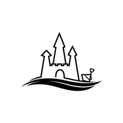 Fototapeta premium A stylized sandcastle on a wavy shore