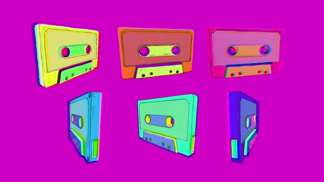 Retro risograph print style cassette tape overlay that spins on an endless loop, with alpha for easy drag and drop.

