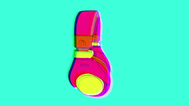 Retro risograph print style headphones overlay that spins on an endless loop, with alpha for easy drag and drop.
