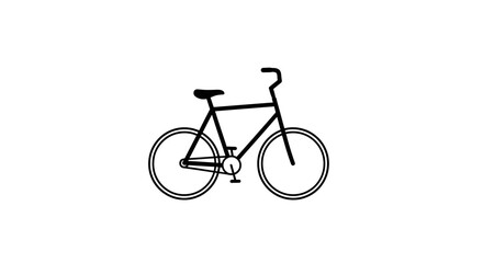 Fototapeta premium Simple Black and White Line Art Bicycle Icon on White Background