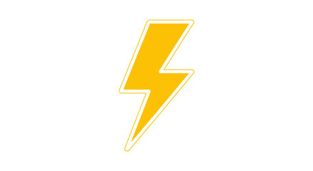 Yellow lightning bolt symbol on white background, electricity and power concept
