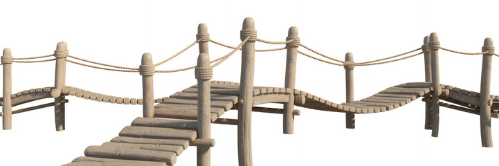 Naklejka premium Medium wooden rope bridge model