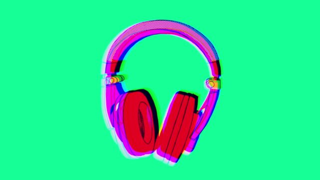 Retro risograph print style headphones overlay that spins on an endless loop, with alpha for easy drag and drop.
