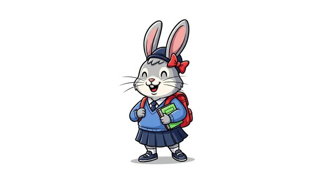 rabbit student ready to be back to school	
