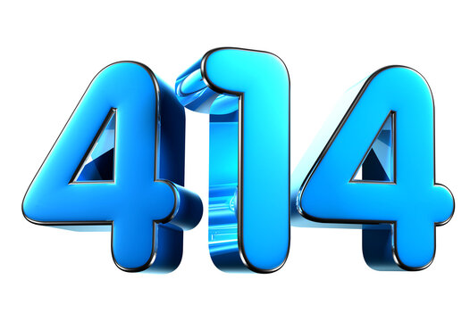 Blue number 414 3d illustration. Advertising signs. Product design. Product sales