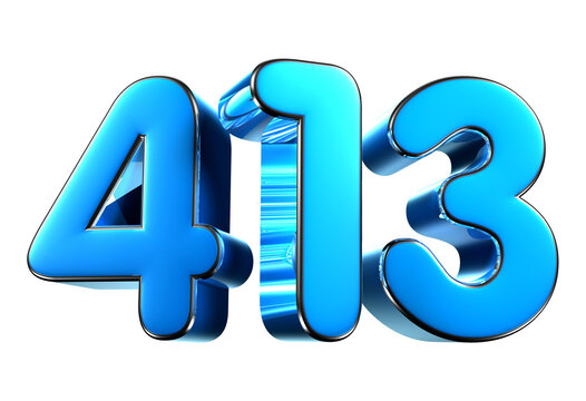 Blue number 413 3d illustration. Advertising signs. Product design. Product sales