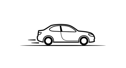 Obraz premium Minimalist Line Art of a Car in Motion, Speeding Vehicle Icon