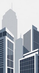 Modern urban skyscraper cluster with sleek glass