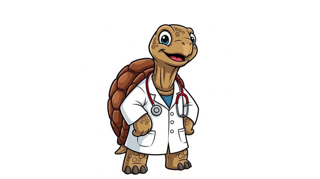 turtle as a doctor with white coat	