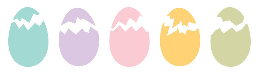 Obraz premium Broken colorful Easter eggs. A set of cracked egg shapes, outline and silhouette.