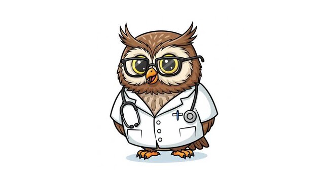 owl as a doctor with white coat	

