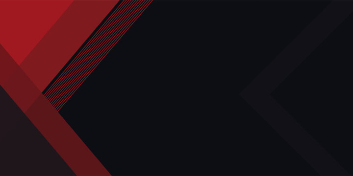 Geometri 3d modern membentuk garis hitam dengan batas merah pada latar belakang gelap. Garis merah terang mewah dengan efek metalik.modern