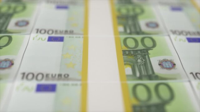 Close Up of Printed 100 Euro Banknotes With Selective Focus