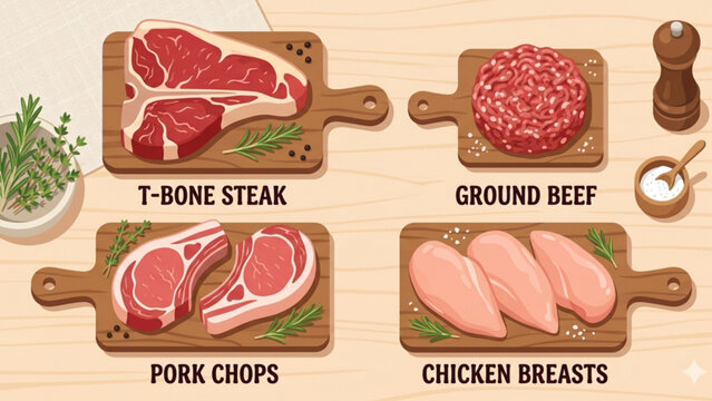 Koleksi Potongan Daging Mentah (Infografis)