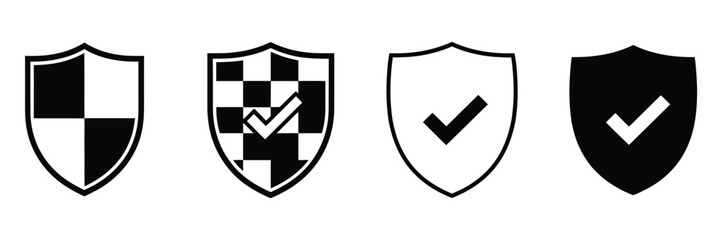 Security Shield Icons Flat Style Privacy and Access Illustration