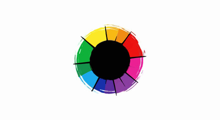Obraz premium Colorful wheel shows spectrum of colors, artistic brush strokes, segmented