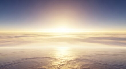 Obraz premium Serene sunrise over the calm ocean horizon with