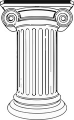 Detailed illustration of a fluted Ionic column with volutes on a circular base